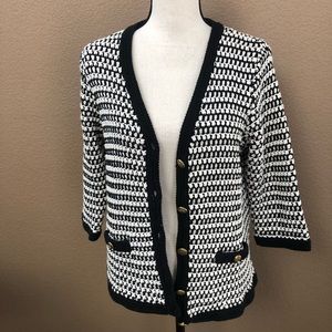 CAbi black where 3/4 sleeves cardigan Sz large
